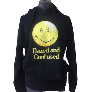 Dazed and Confused Black Smiley Face Hoodie Sweatshirt Size Small
